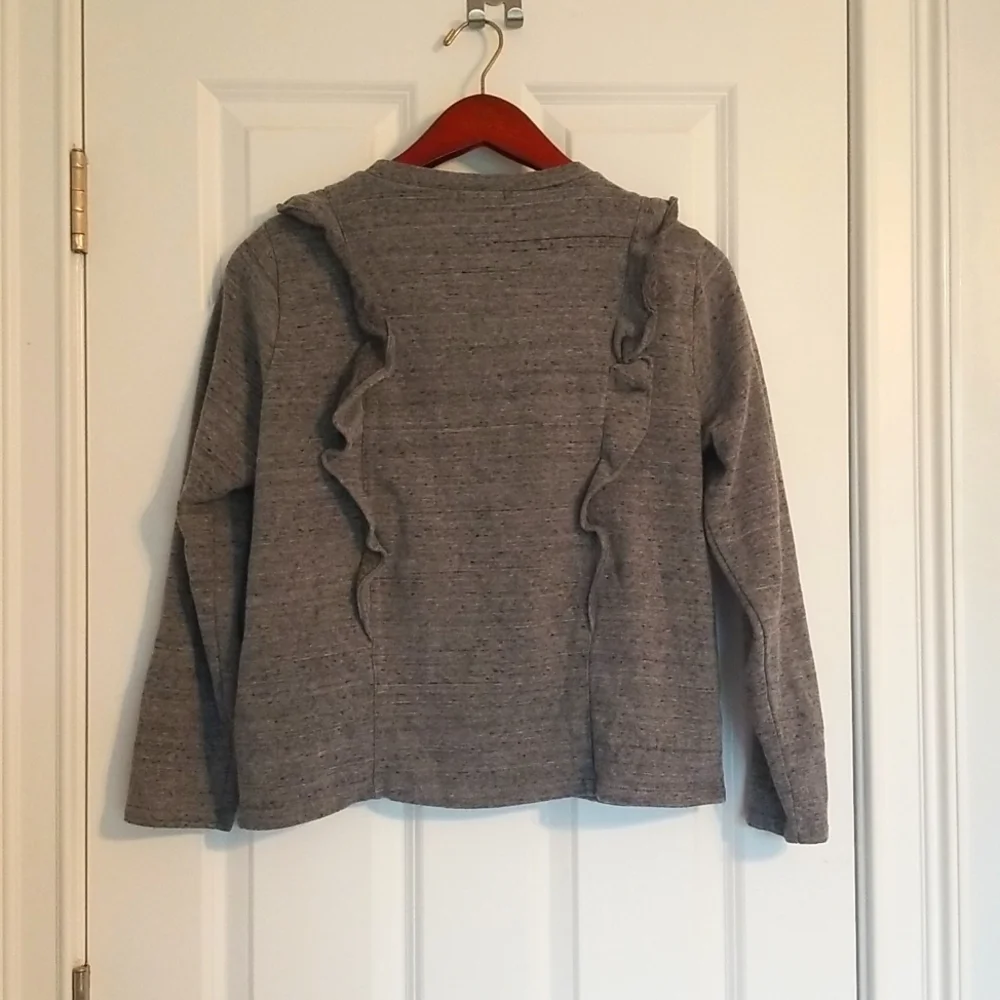JCrew Sweater, Ruffle on Front and Back, M, Gray
